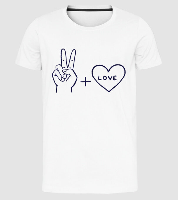 Peace + Love model alb pe tricou