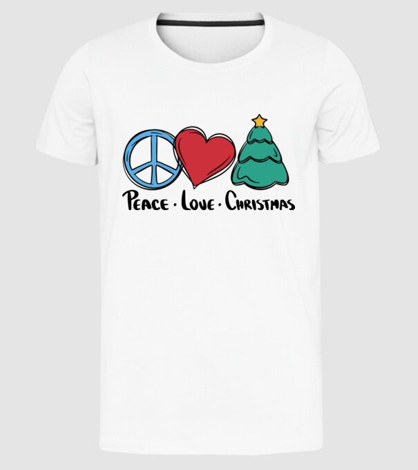 Peace Love Crăciun model alb pe tricou