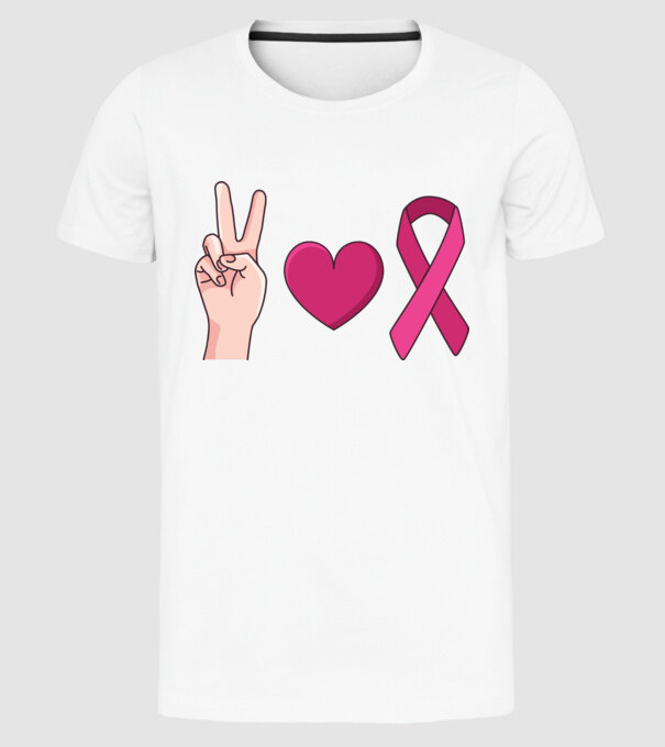 Peace Love lupta împotriva cancerului de sân model alb pe tricou