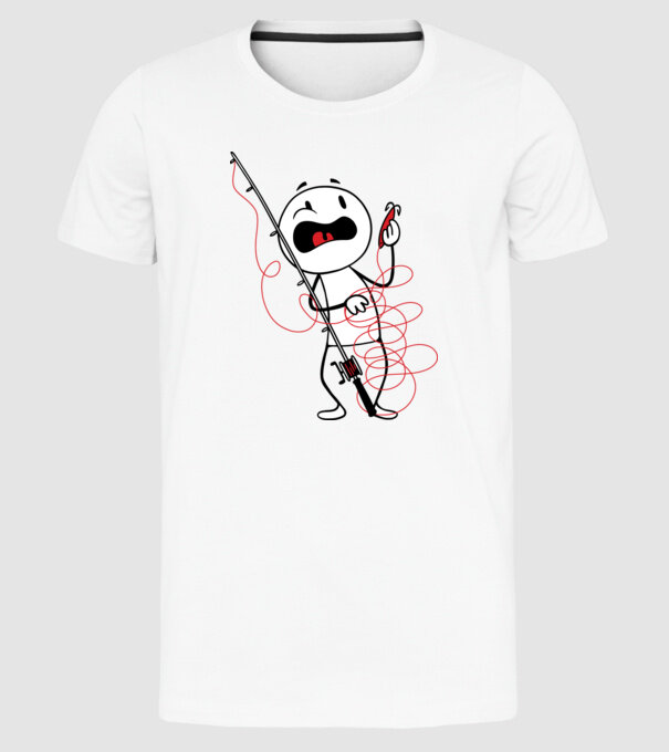 Încurcătură pescar model alb pe tricou