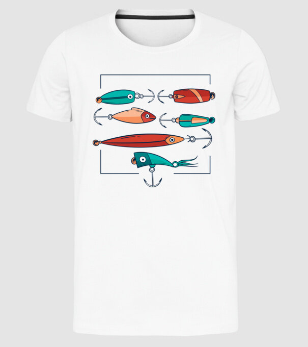 Pescuit la trena Momeli model alb pe tricou