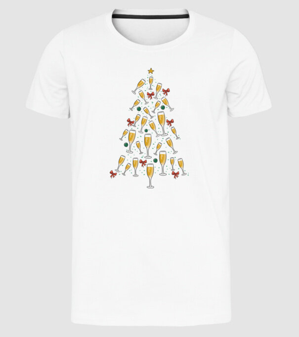 Pom de Crăciun cu Șampanie model alb pe tricou