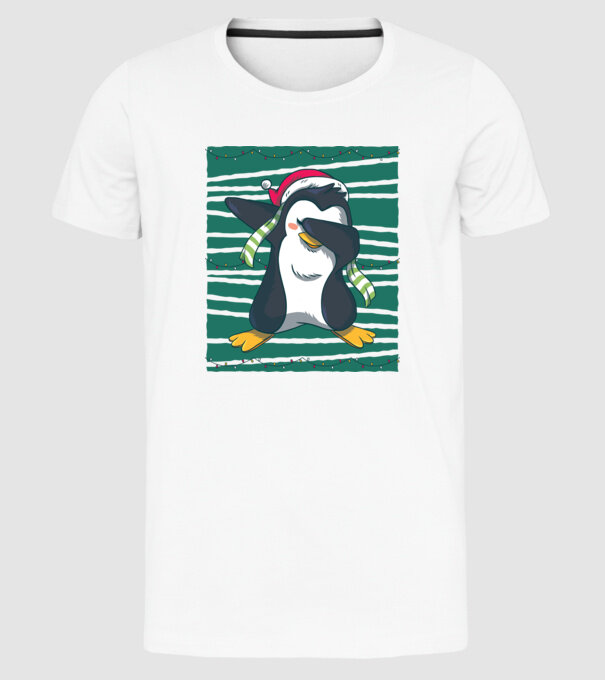 Pinguin DAB Crăciun model alb pe tricou