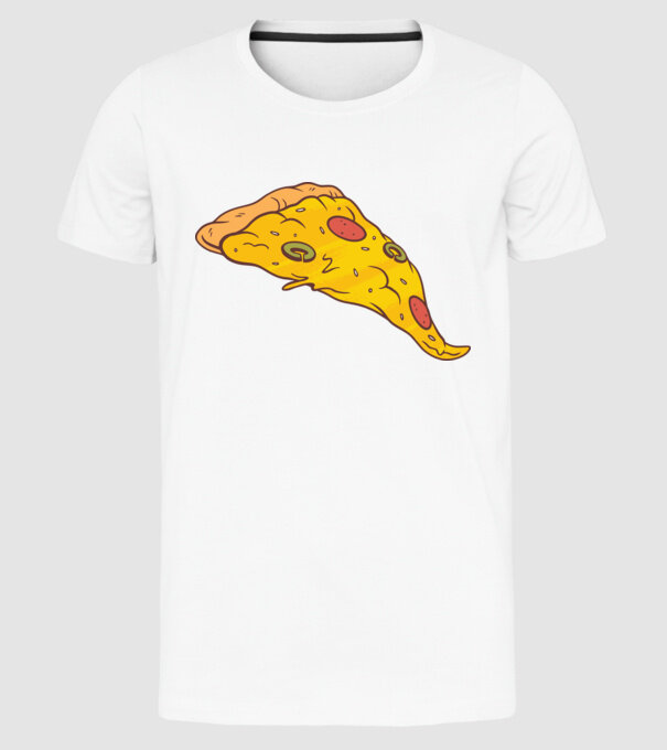 Felie de pizza Cuplu model alb pe tricou