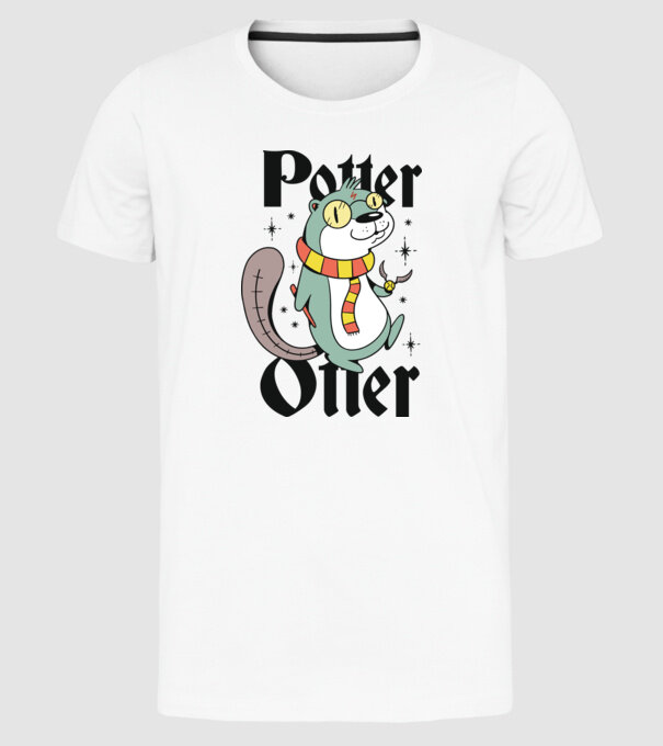 Potter Otter Vidra model alb pe tricou