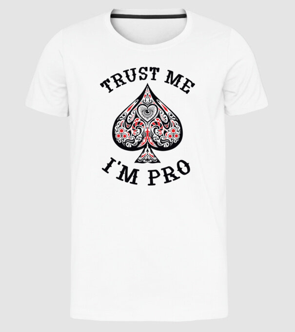 Jucător profesionist de poker model alb pe tricou