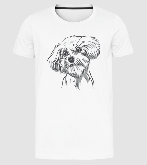 Câine Pudel model alb pe tricou