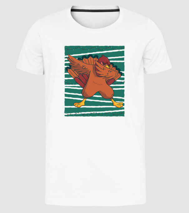 Curcan DAB Ziua Recunoștinței Thanksgiving model alb pe tricou