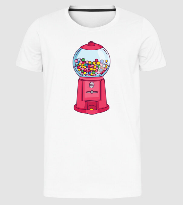 Automat Gumă de mestecat model alb pe tricou
