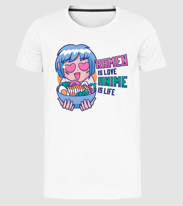 Ramen is Love Anime is Life model alb pe tricou