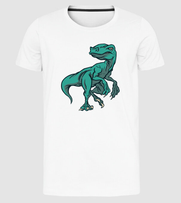 Dinozaur Raptor model alb pe tricou