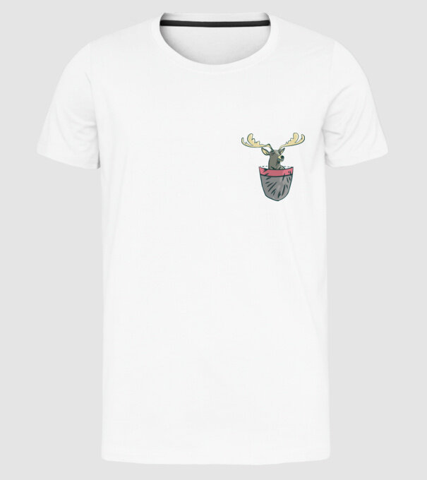 buzunar ren model alb pe tricou