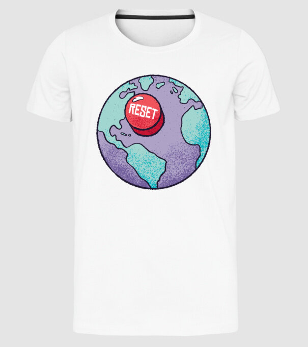Reset Pământ model alb pe tricou