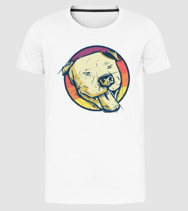 Cap Pitbull retro model alb pe tricou