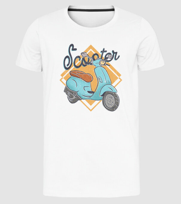 Scooter model alb pe tricou