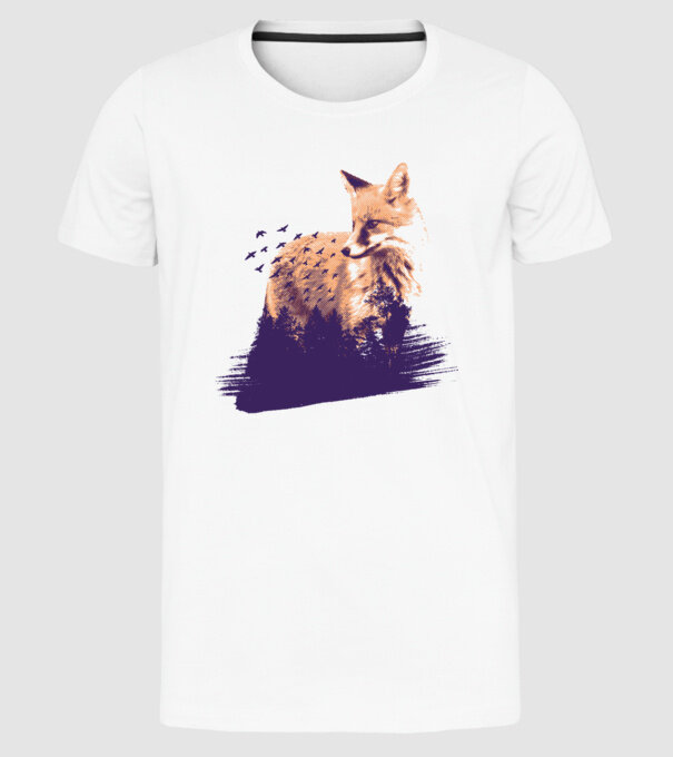 Vulpe Pădure model alb pe tricou