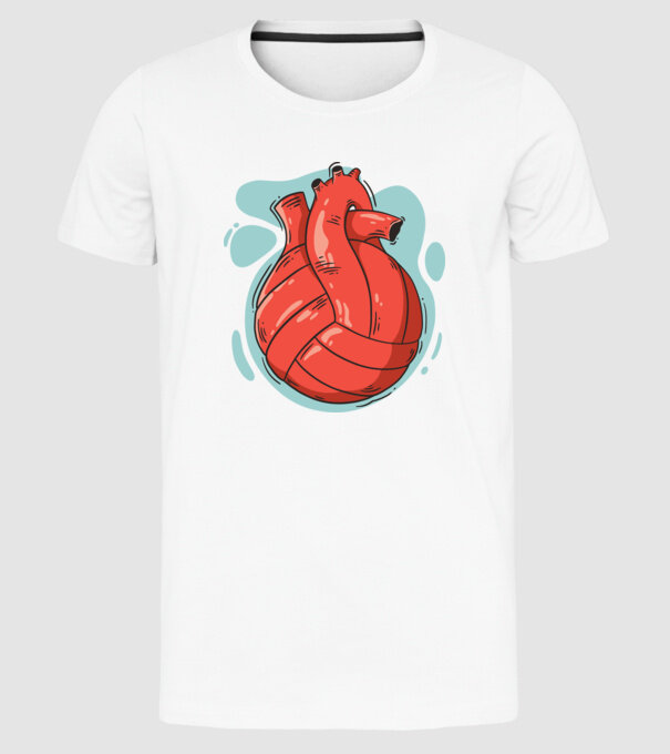 Inimă volei model alb pe tricou