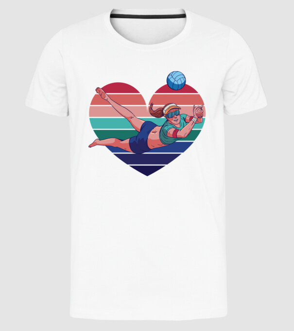 voleibalist retro model alb pe tricou