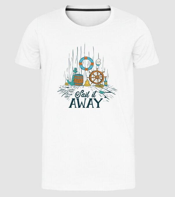 Sail it away model alb pe tricou