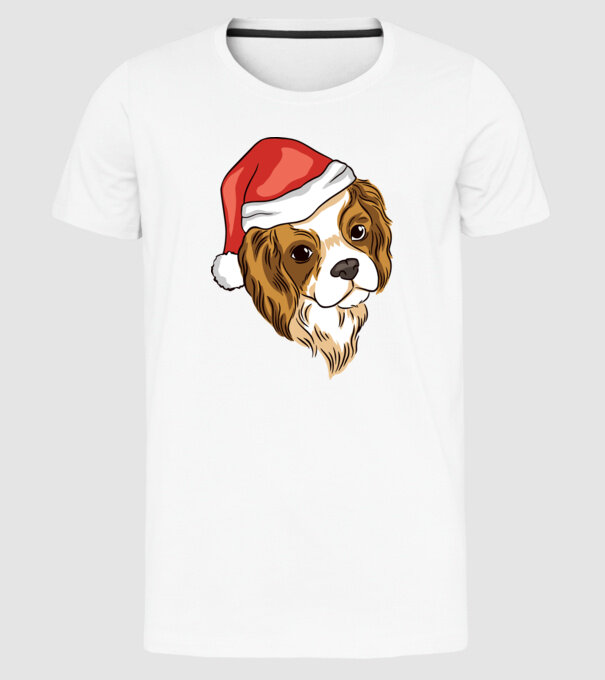 Santa Cocker Spaniel model alb pe tricou