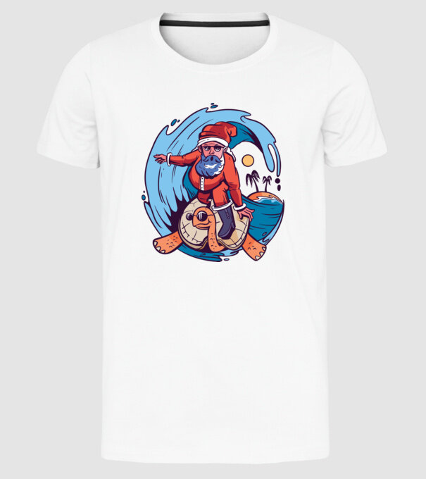 Santa Surf model alb pe tricou