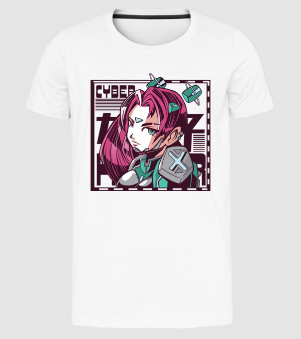 Anime fată Sci-fi model alb pe tricou