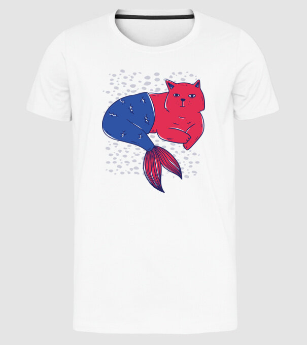 Pisică Sirenă model alb pe tricou