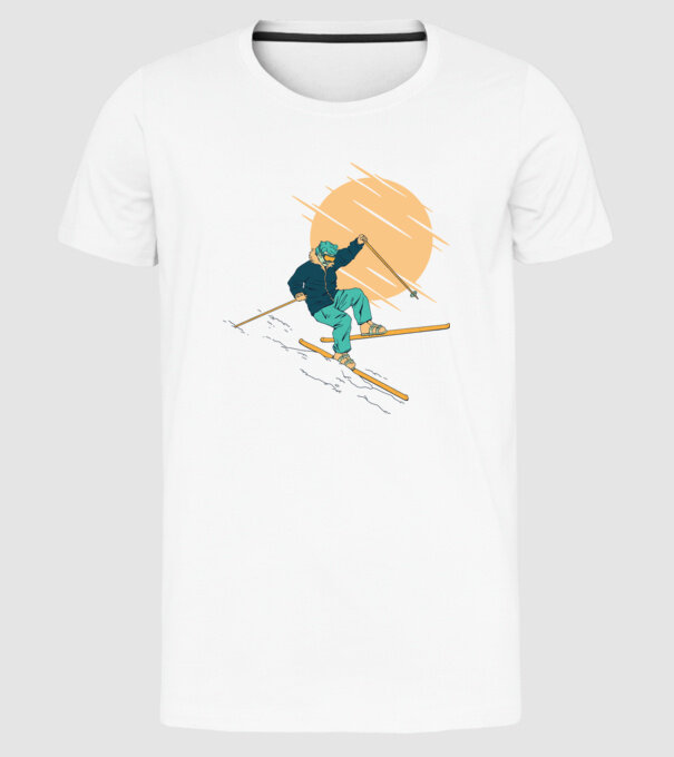 Căzătură schior model alb pe tricou