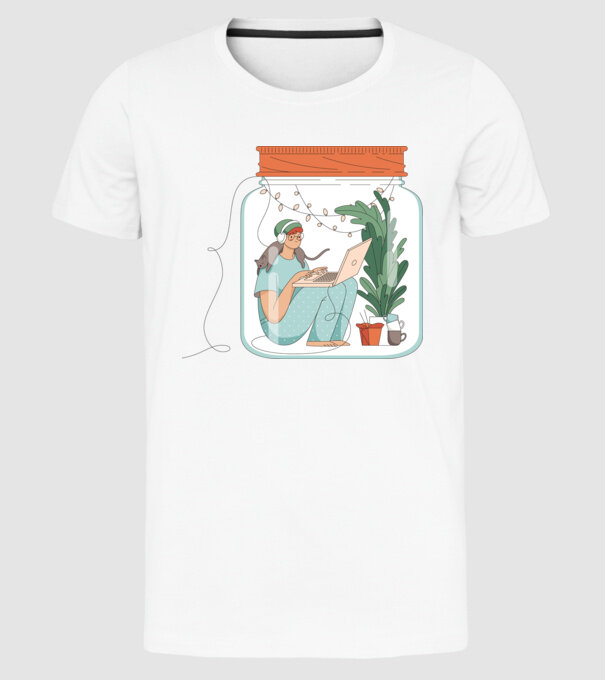 Fată Social Distancing model alb pe tricou