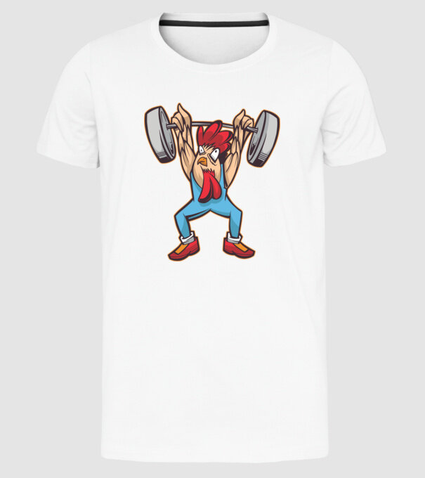 Pui Halterofil model alb pe tricou