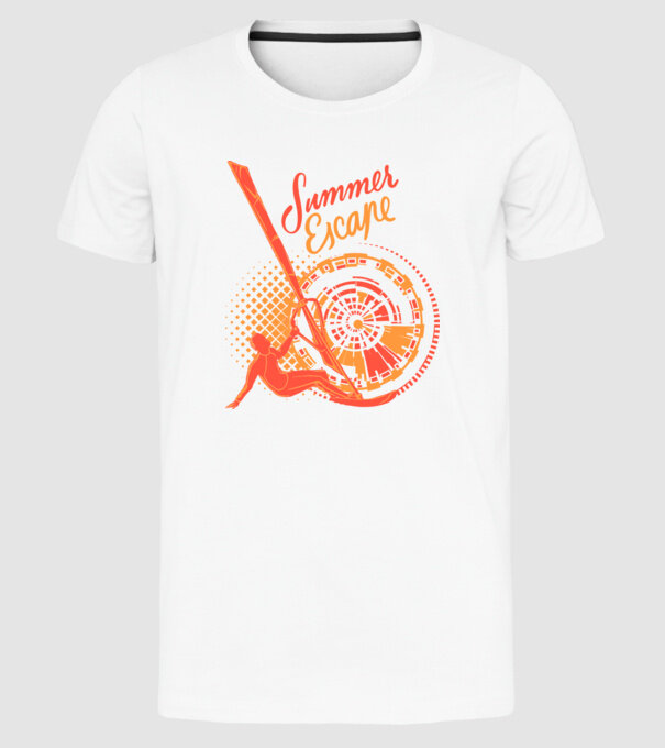 Summer Escape Surf model alb pe tricou