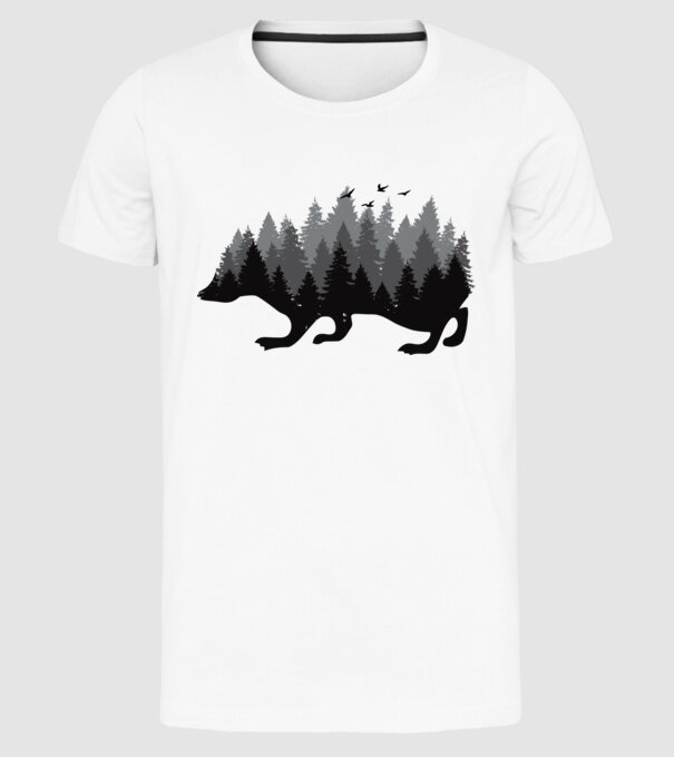 Siluetă Arici model alb pe tricou