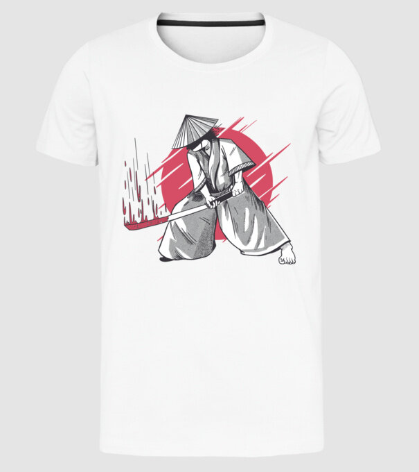 Sabie de samurai model alb pe tricou