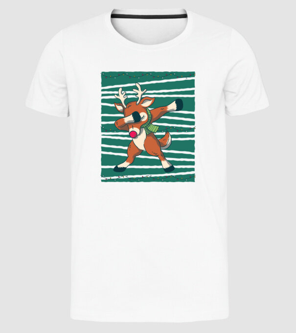 Ren DAB Crăciun model alb pe tricou
