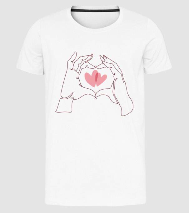 Dragoste Valentine inimă model alb pe tricou