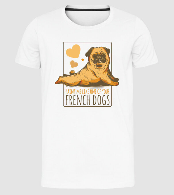Mops sexy model alb pe tricou
