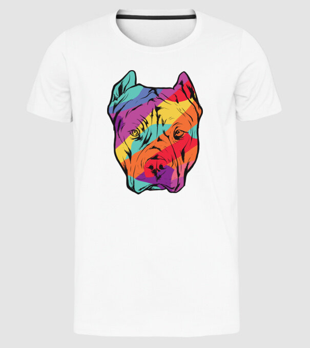 Cap colorat Pitbull model alb pe tricou