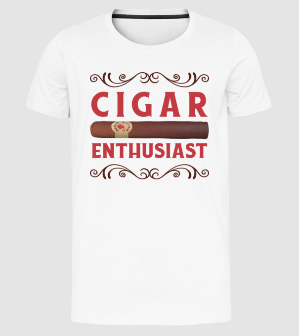 Pasionat de trabucuri model alb pe tricou