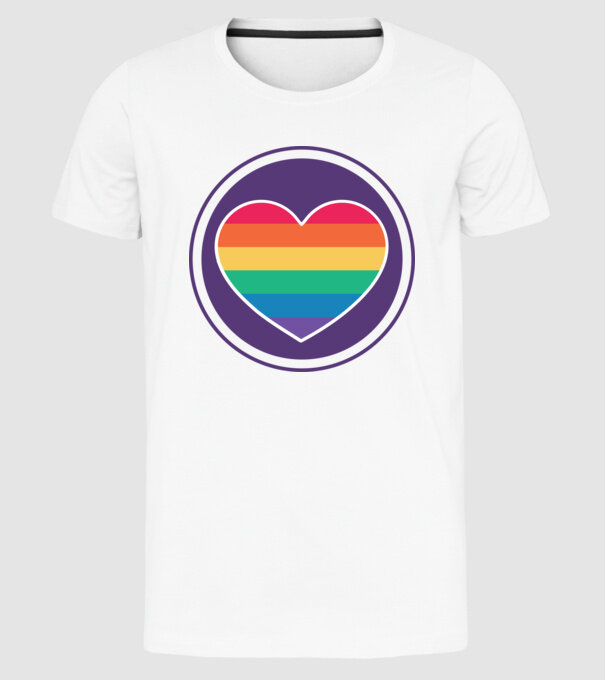 Inimă curcubeu model alb pe tricou