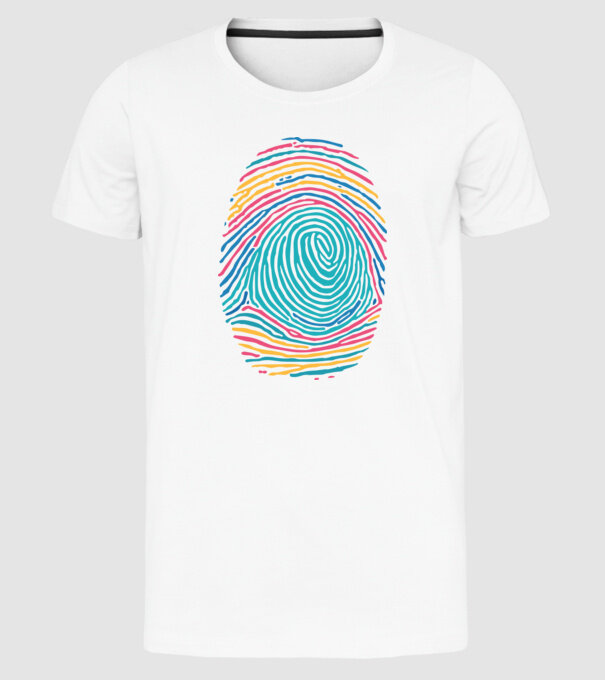 Amprentă curcubeu model alb pe tricou