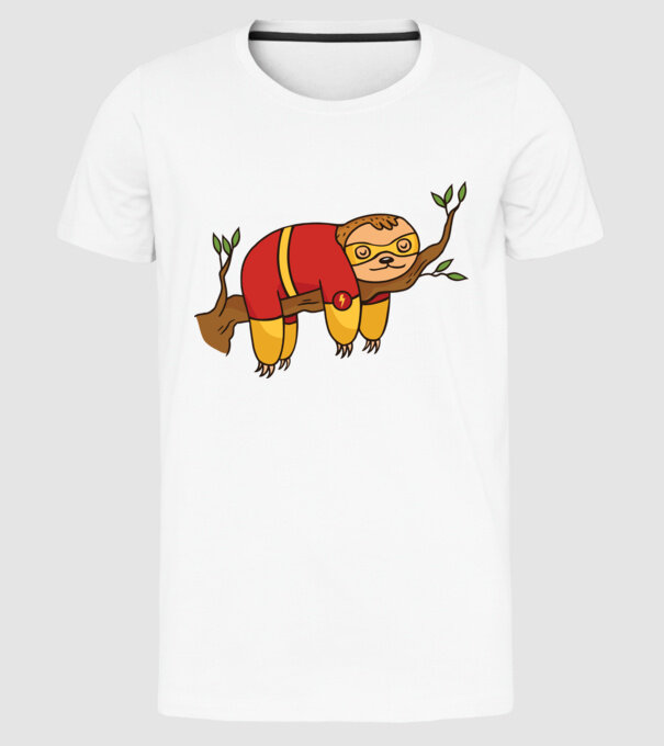 Leneș supererou model alb pe tricou