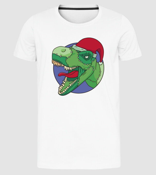 T-rex Santa model alb pe tricou
