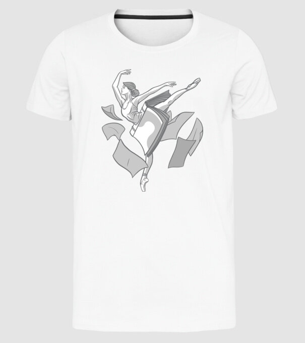 Balerină dansatoare model alb pe tricou