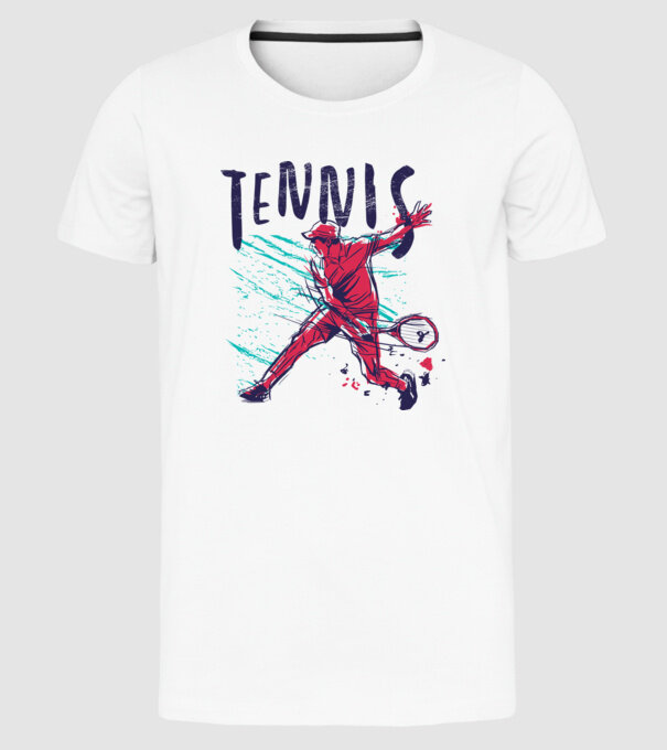 Tennis model alb pe tricou