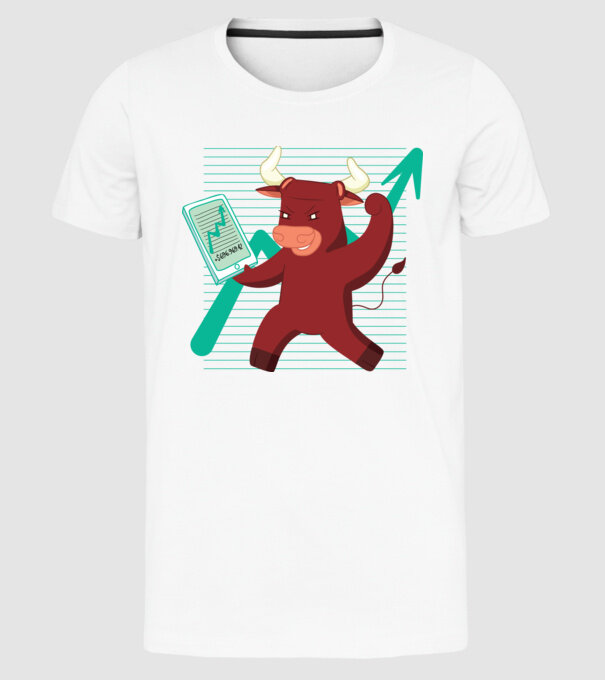 Taur Bursa de valori model alb pe tricou