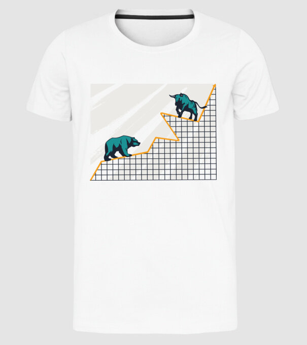 Bursa de Valori Taur vs Urs model alb pe tricou
