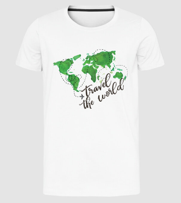 Travel the world model alb pe tricou