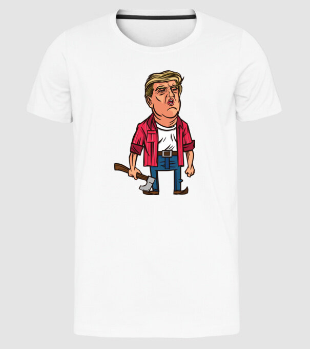 Trump tăietor de lemne model alb pe tricou