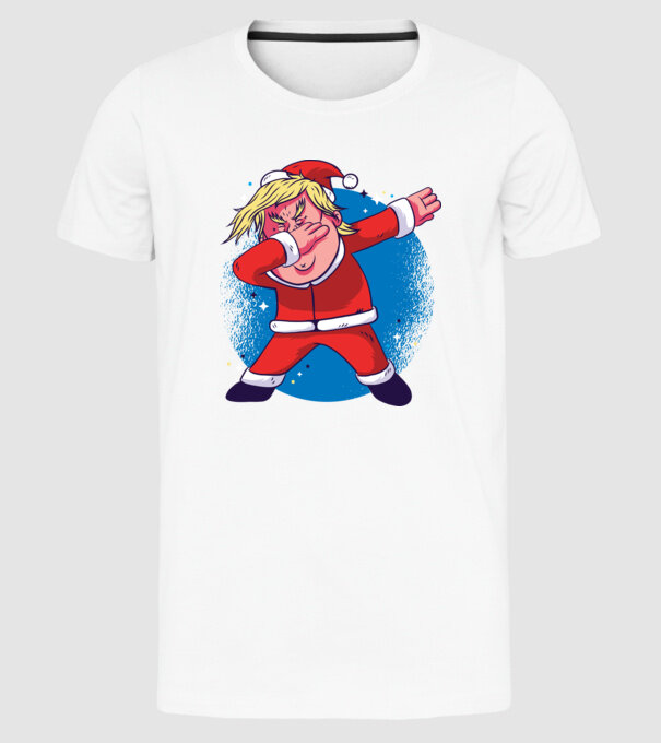 Trump Moș Crăciun dans DAB model alb pe tricou