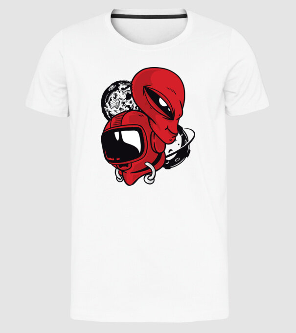 OZN Astronaut model alb pe tricou